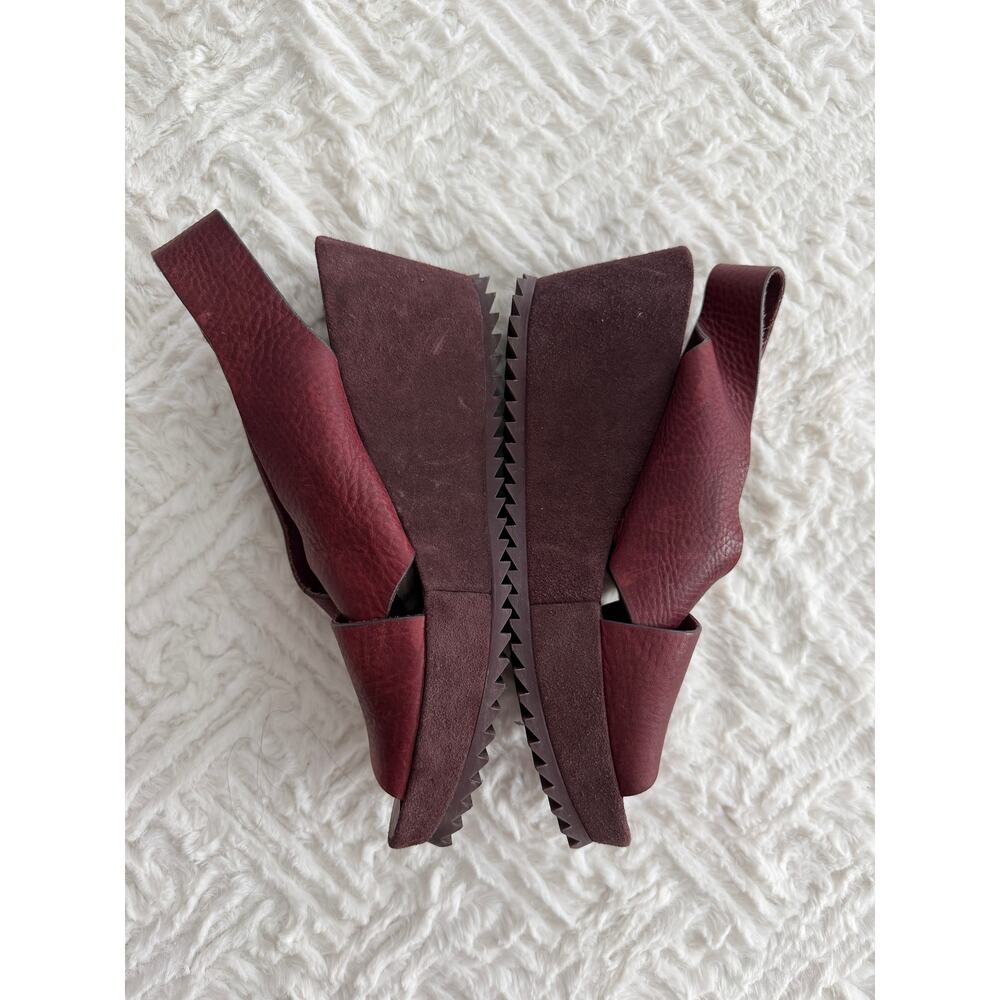 Pedro Garcia Federica Burgundy Leather Suede Platform Wedge Sandals Lagenlook - Picture 5 of 8